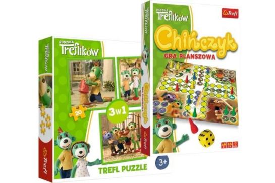 Trefl 34838 chińczyk + puzzle 3w1 Trefliki